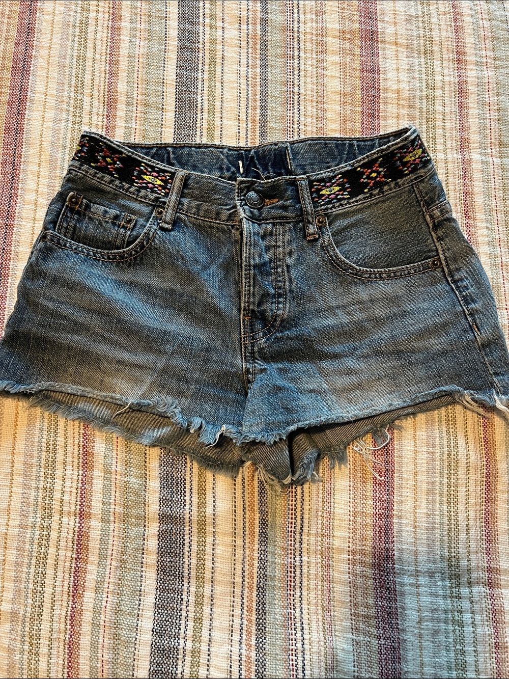 Forever 21 Blue Denim Shorts with Embroidered Waistband